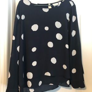 Navy blue polka dot blouse
